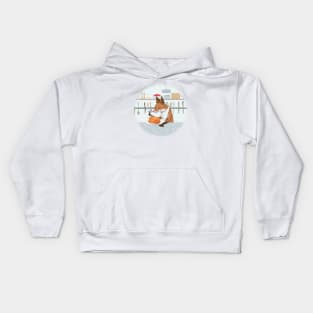 Hearty Dinner Time in Fox's Kitchen Kids Hoodie